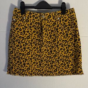 Cotton Candy Yellow and Black Leopard Print Mini Skirt